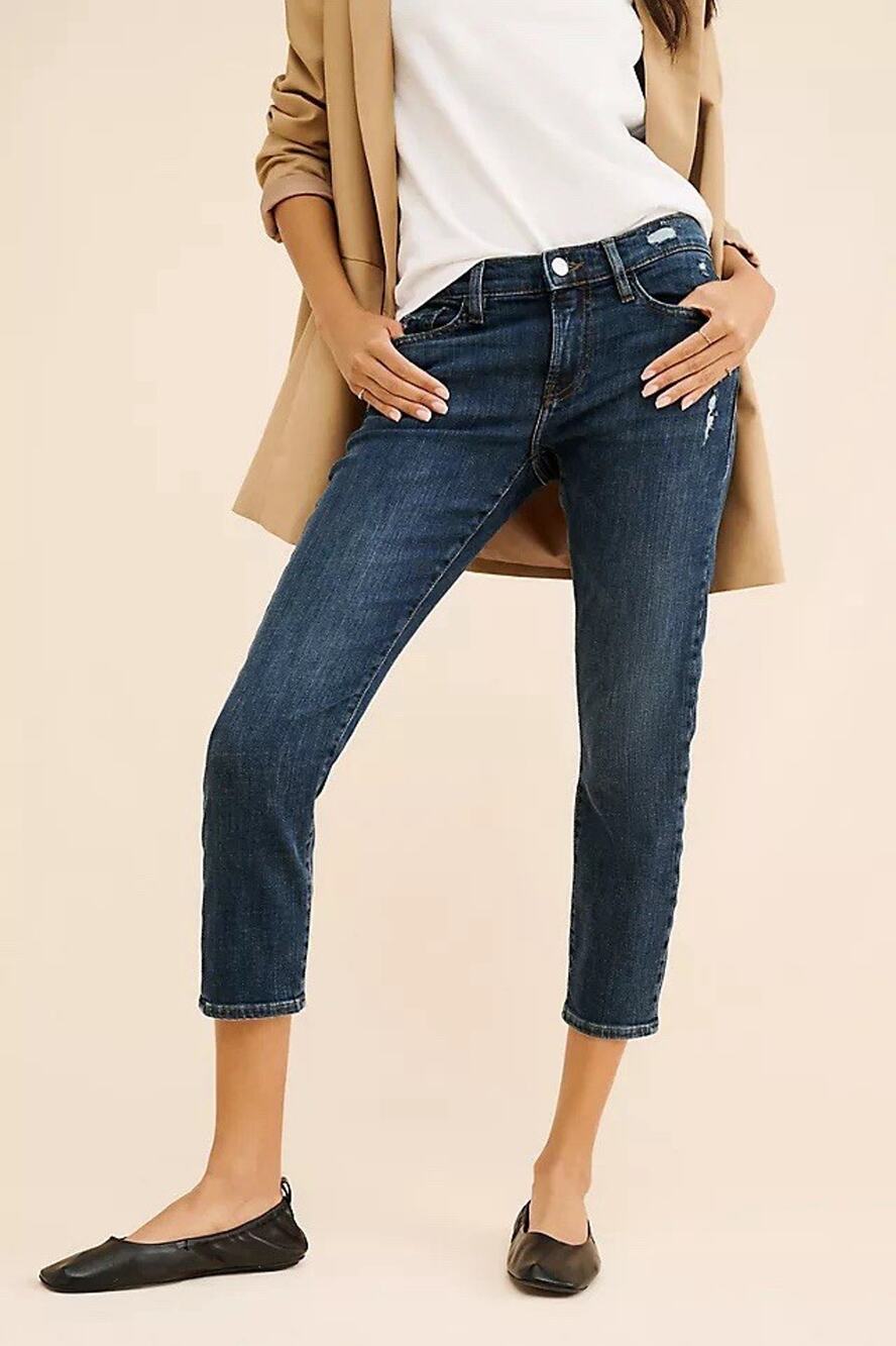 FRAME Le Garcon Crop Jeans Womens 25 Dark Wash Distressed Slim Boyfriend Denim